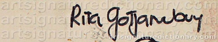 Authentic signature by Rita GATJIMAWUY on  artwork