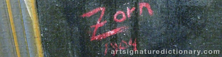 Forged signature of Anders ZORN