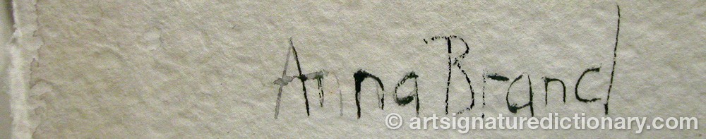 Authentic signature by Anna BRAND on  artwork
