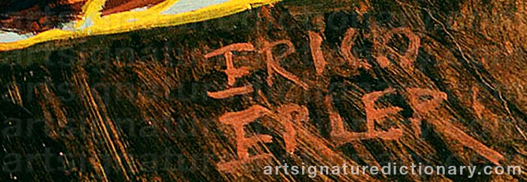 Authentic signature by Erich ERLER on  artwork