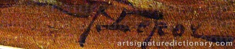 Authentic signature by Jules Gustave Le ROY on  artwork