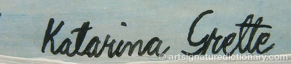 Authentic signature by Katarina GRETTE on  artwork