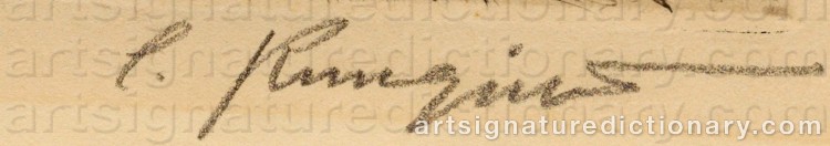 Authentic signature by Carl Clemens Moritz RUNGIUS on Drawing/Graphic/Print artwork
