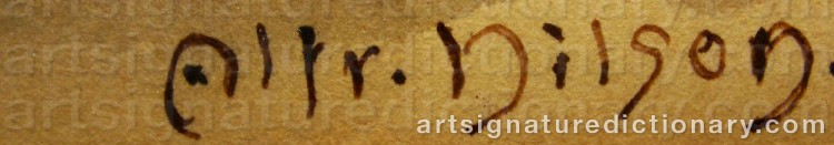 Authentic signature by Alfred NILSON on artwork