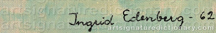 Authentic signature by Ingrid EDENBERG on  artwork