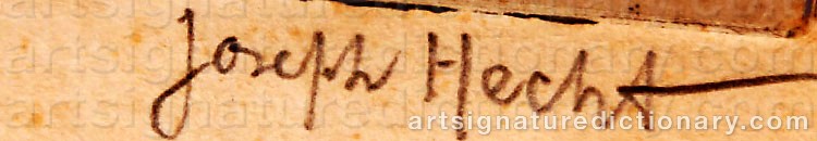 Authentic signature by Joseph HECHT on artwork