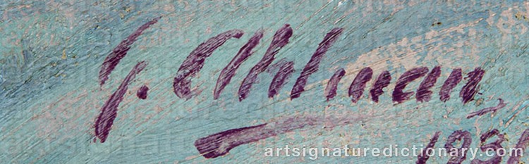 Authentic signature by Gotthilf AHLMAN on  artwork