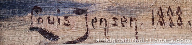 Authentic signature by Louis Isak Napoleon JENSEN on  artwork