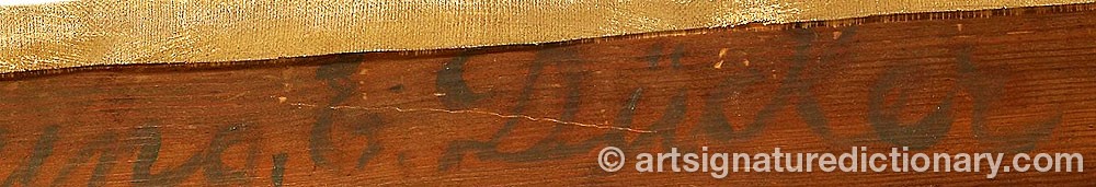 Authentic signature by Eugen Gustav DÜKKER on  artwork