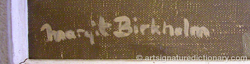 Authentic signature by Margit BIRKHOLM on  artwork