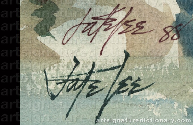 Authentic signature by Jake LEE on Painting/Watercolour artwork