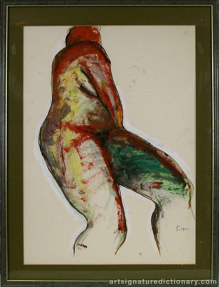 Close-up details showing Egon SCHIELE signature forgery characteristics