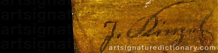 Authentic signature by Joseph KINZEL on  artwork