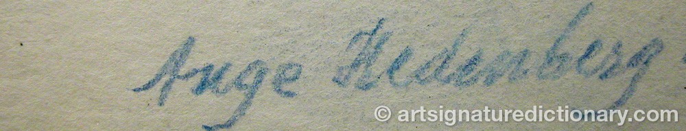 Authentic signature by Agne HEDENBERG on  artwork