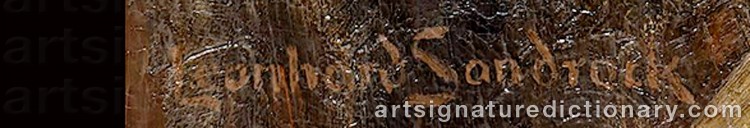Authentic signature by Leonhard SANDROCK on  artwork