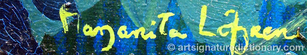 Authentic signature by Margarita HESSLER-LÖFGREN on artwork