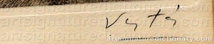 Authentic signature by Marcel VERTES on Drawing/Graphic/Print artwork