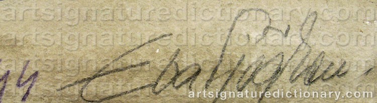 Authentic signature by Eva SJÖGREN on  artwork