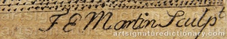 Authentic signature by F.e. MARTIN on  artwork