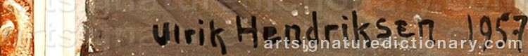 Authentic signature by Ulrik HENDRIKSEN on  artwork