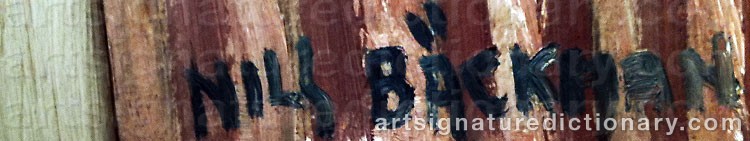 Authentic signature by Nils BÄCKMAN on Painting/Watercolour artwork
