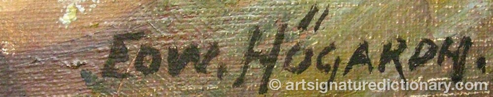 Authentic signature by Edward HÖGARDH on  artwork
