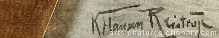 Authentic signature by Karl Frederik HANSEN-REISTRUP on  artwork
