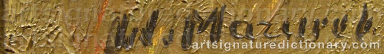 Authentic signature by Weadyslaw MAZUREK on Painting/Watercolour artwork