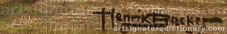 Authentic signature by Henrik BACKER on  artwork