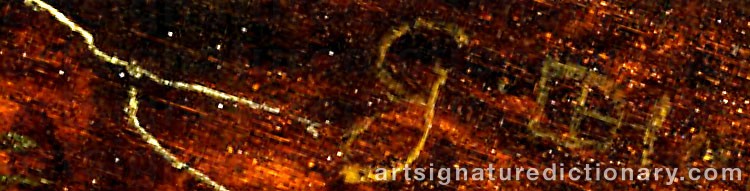 Authentic signature by Gysbert Gillisz De HONDECOETER on  artwork