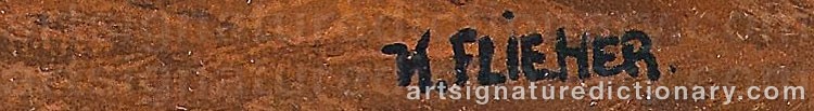 Authentic signature by Karl FLIEHER on artwork