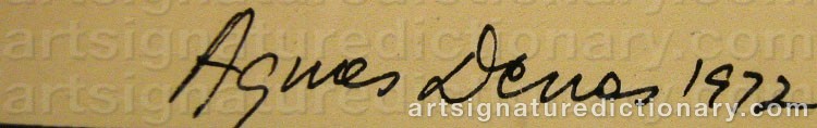 Authentic signature by Agnes DENES on  artwork