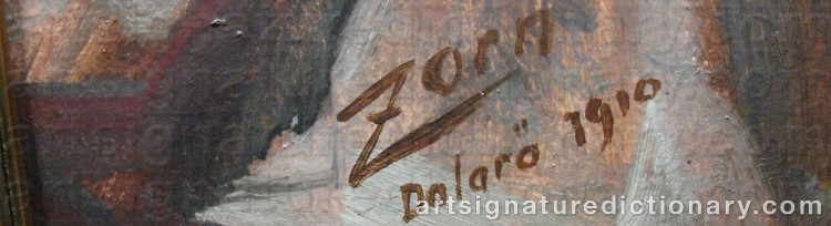 Forged signature of Anders ZORN