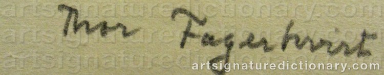 Authentic signature by Thor FAGERKVIST on artwork