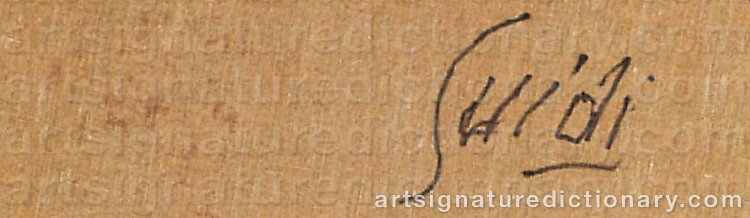 Authentic signature by Virgilio GUIDI on artwork