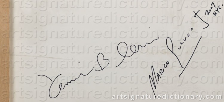 Authentic signature by Yasmina & Marco ALAOUI-GUERRA on artwork