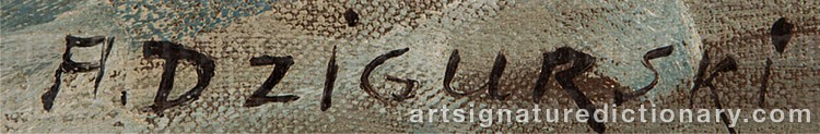 Authentic signature by Alexander DZIGURSKI on Painting/Watercolour artwork