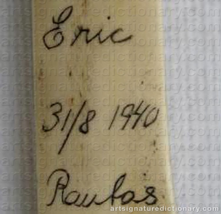 Authentic signature by Erik RAUTAS on  artwork