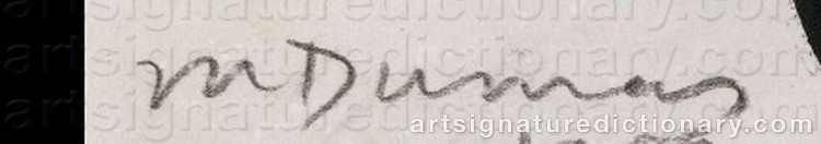 Authentic signature by Marlene DUMAS on artwork