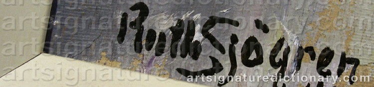 Authentic signature by Ruth SJÖGREN on  artwork
