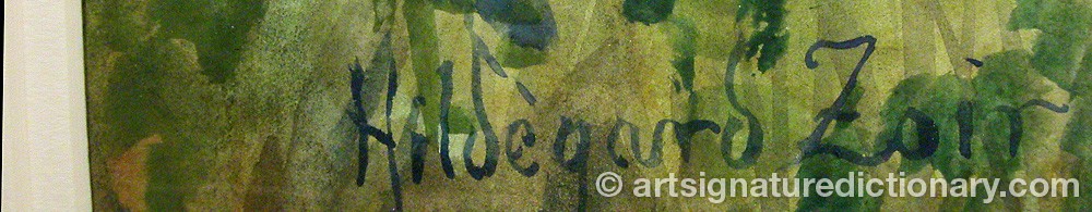 Authentic signature by Hildegard ZOIR on Painting/Watercolour artwork