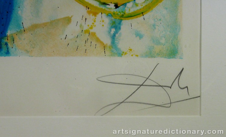 Close-up details showing Salvador DALI signature forgery characteristics