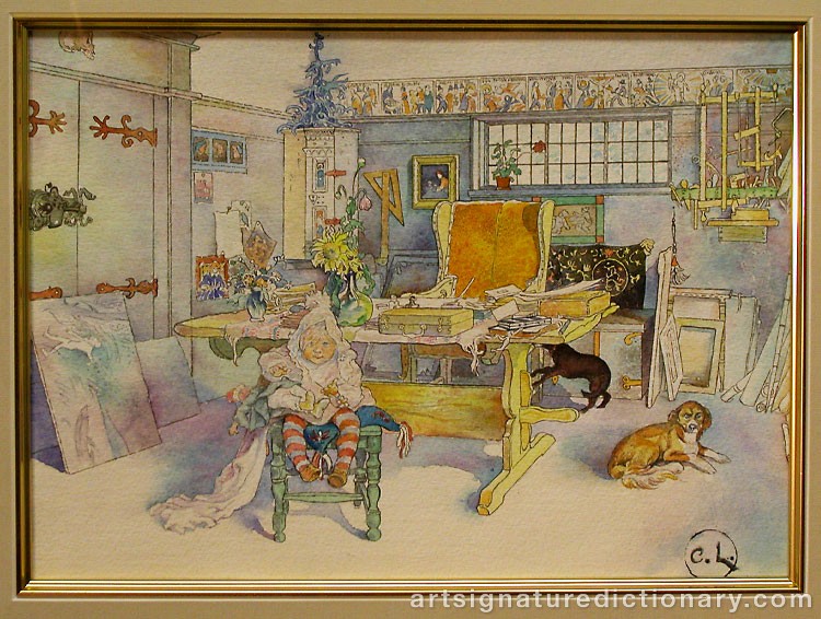 Close-up details showing Carl LARSSON signature forgery characteristics
