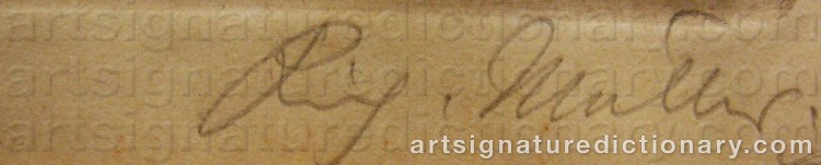 Authentic signature by Richard MÜLLER on  artwork