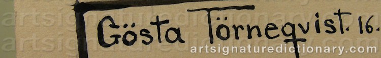 Authentic signature by Gösta TÖRNEQVIST on artwork