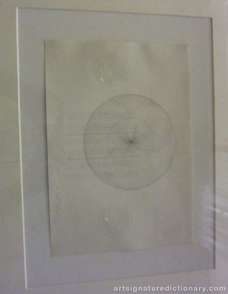 Close-up details showing Victor VASARELY signature forgery characteristics