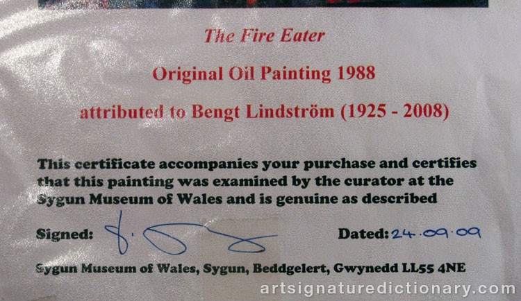 Close-up details showing Bengt LINDSTRÖM signature forgery characteristics