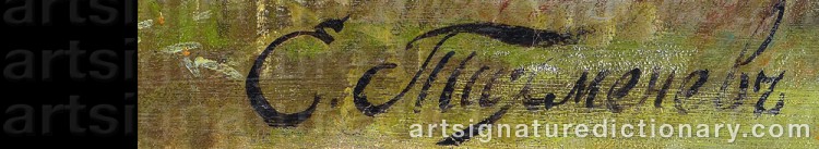Authentic signature by Efim Alexandrovich TIKHMENEV on  artwork