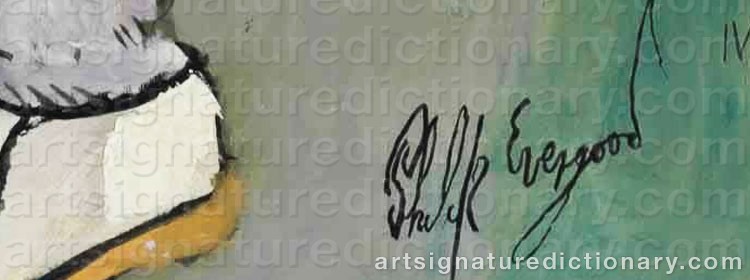 Authentic signature by Philip Howard EVERGOOD on Painting/Watercolour artwork