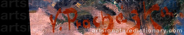 Authentic signature by V. PROHASKA on  artwork